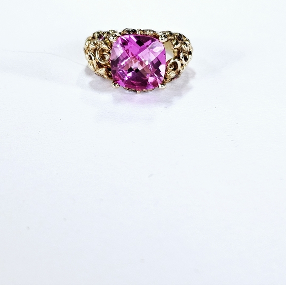 Vintage Technibond Pink Sapphire 💗 14k over Sterling Silver Sz 6! ✨️ - Picture 2 of 15